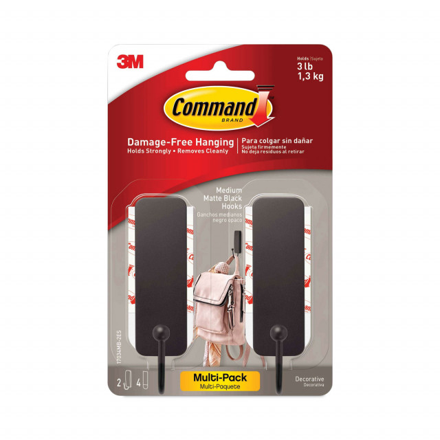  Command Matte Black Curtain Rod Hooks with Command Strips, Hang Curtain  Rods No Drilling, Holds up to 10 lbs : Home & Kitchen