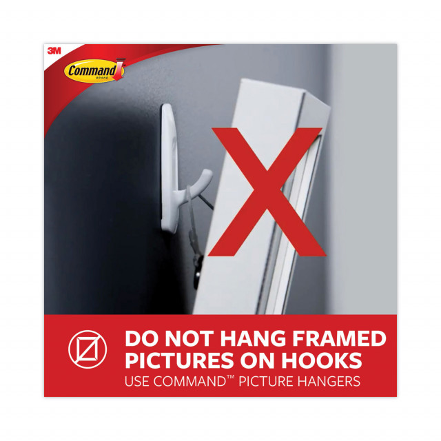 Command Wire Back Picture Hanger, White, Water Resistant, Large, 1 Hanger,  2 Strips Per Pa