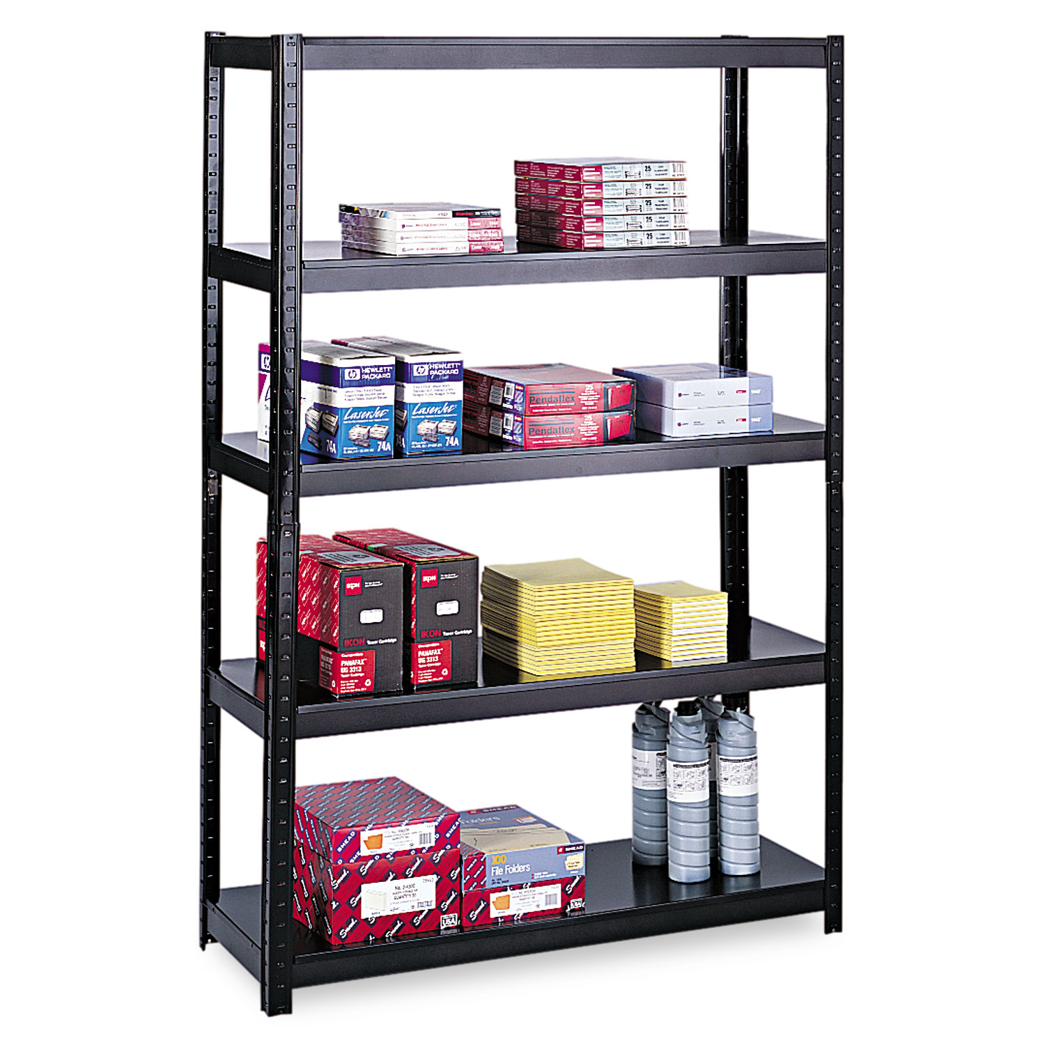 Safco® Boltless Steel Shelving, Five-Shelf, 36w x 18d x 72h, Black