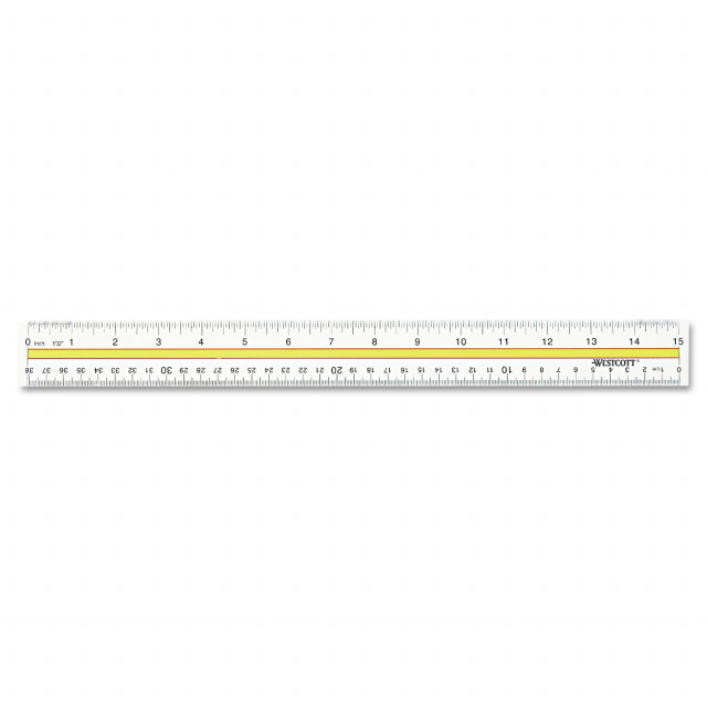 Westcott® Acrylic Data Highlight Reading Ruler With Tinted Guide, 15 Long,  Clear/Yellow
