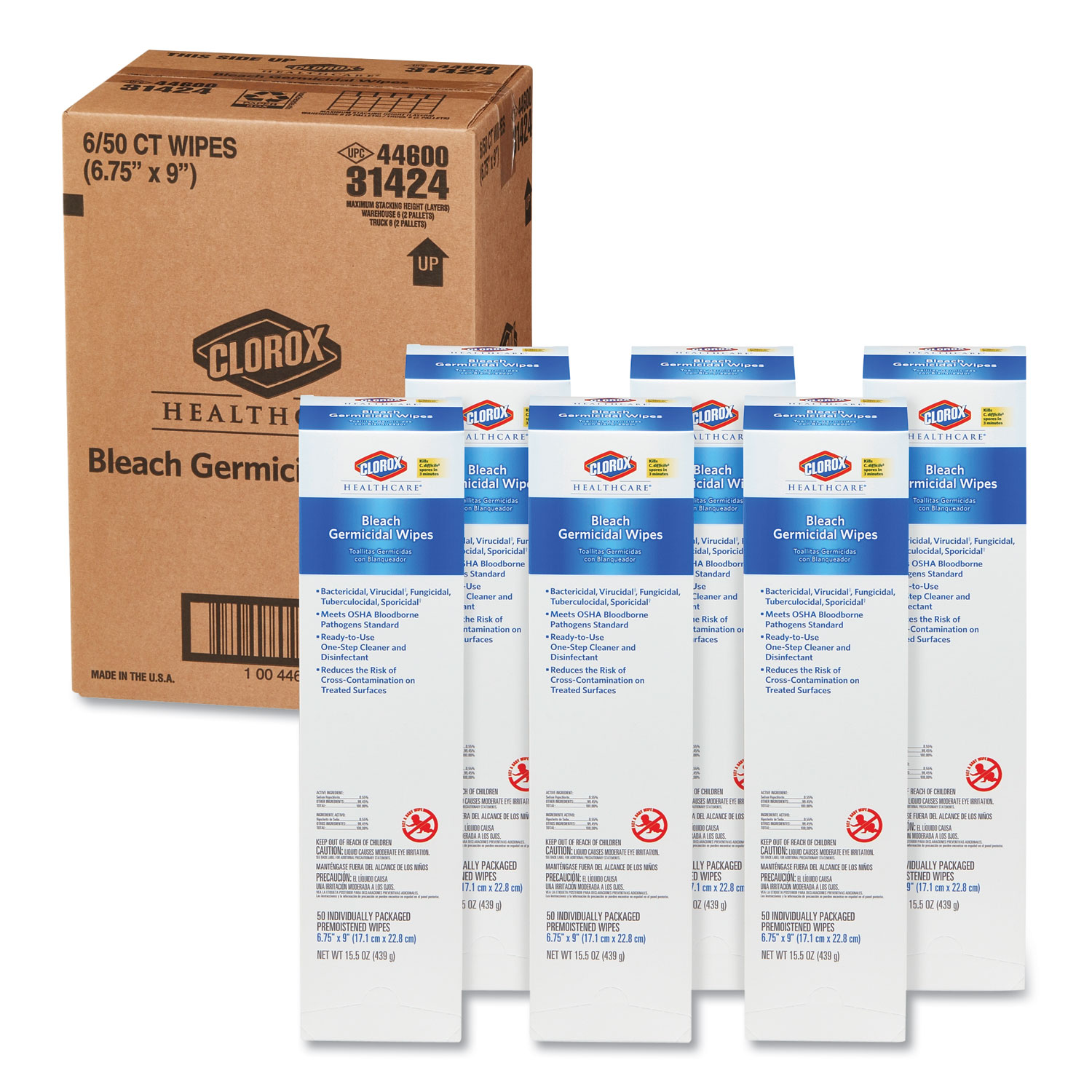 Clorox Healthcare Bleach Germicidal Cleaner - 32oz Pull-Top Spray, Pack Of 6 - Kills C. Diff & Viruses