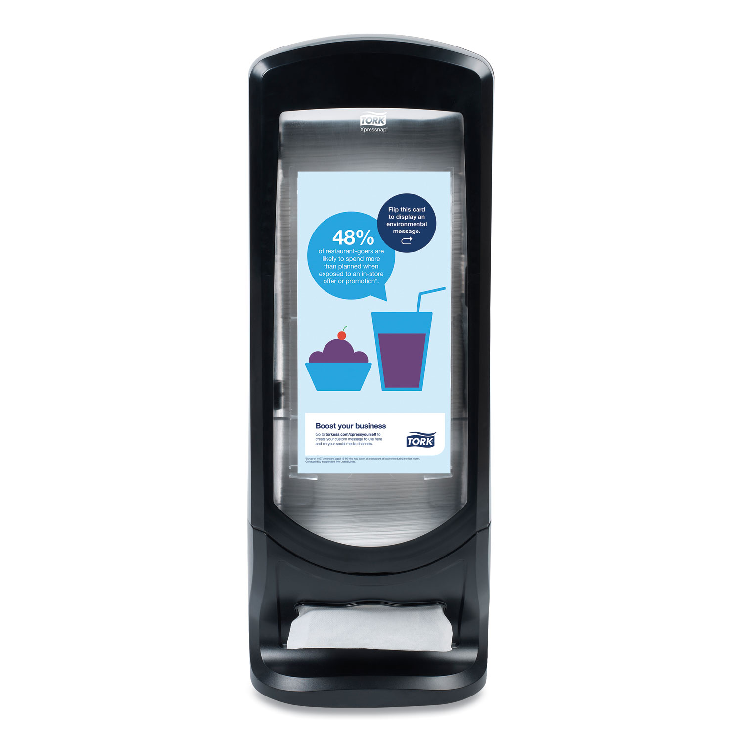 Tork® Xpressnap Counter Napkin Dispenser, 7.5 X 12.1 X 5.7, Black