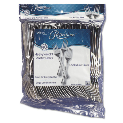 Reflections Heavyweight Plastic Utensils, Spoon, Silver, 6.25 Reflections Heavyweight Plastic Utensils, Spoon, Silver, 6.25