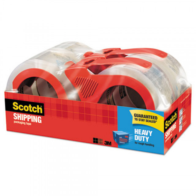 Scotch 3850 Heavy-Duty Packaging Tape with Dispenser, 3 Core, 1.88 x 54.6 yds, Clear, 4/Pack