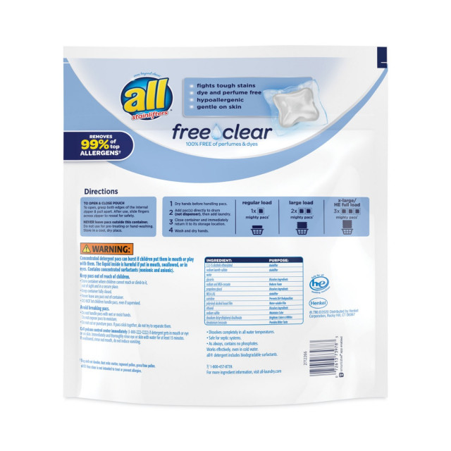 Mighty Pacs Free and Clear Super Concentrated Laundry Detergent, 39/Pack, 6 Packs/Carton Mighty Pacs Free and Clear Super Concentrated Laundry Detergent, 39/Pack, 6 Packs/Carton