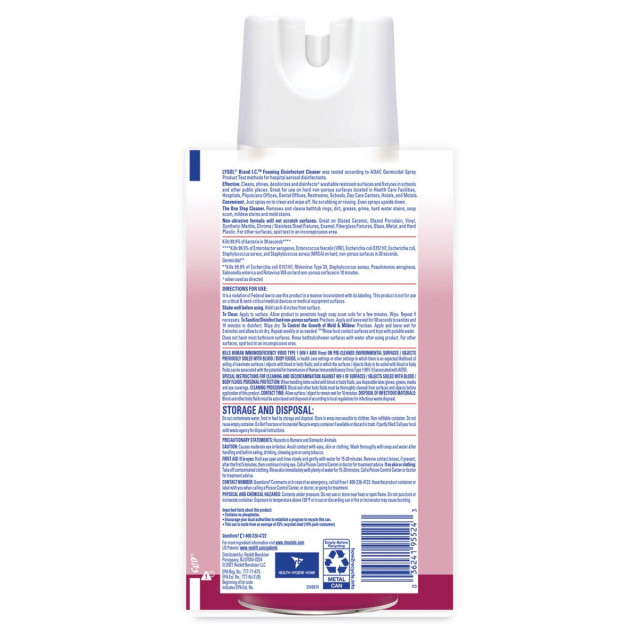Foaming Disinfectant Cleaner, 24 oz Aerosol Spray, 12/Carton