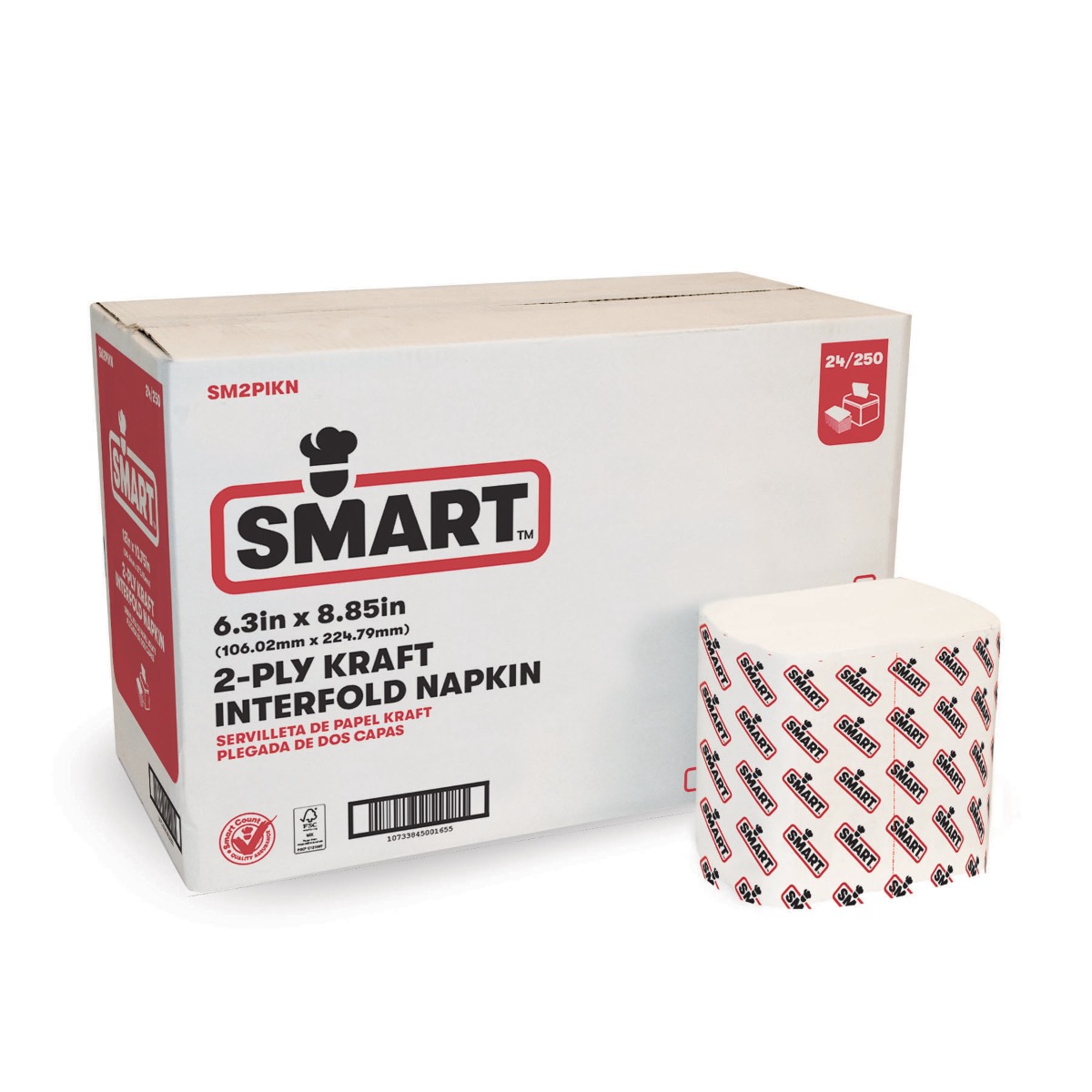 SMART Kraft Interfold Napkins, 2-Ply, SM2PIKN, 6.3